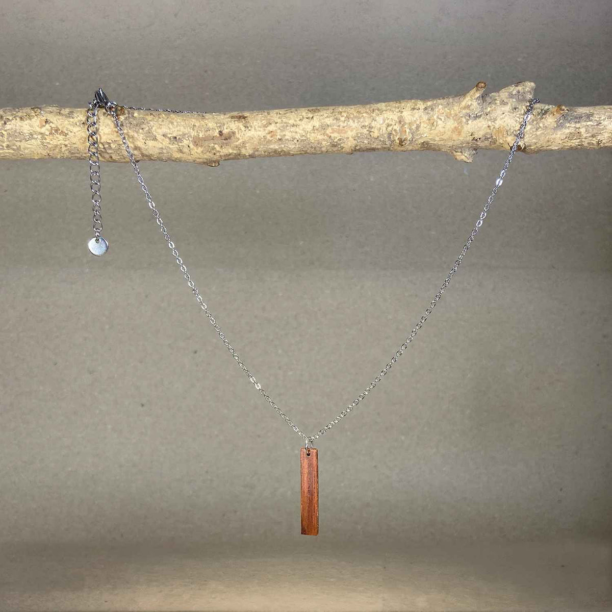 Collar de barra de madera - Plateado