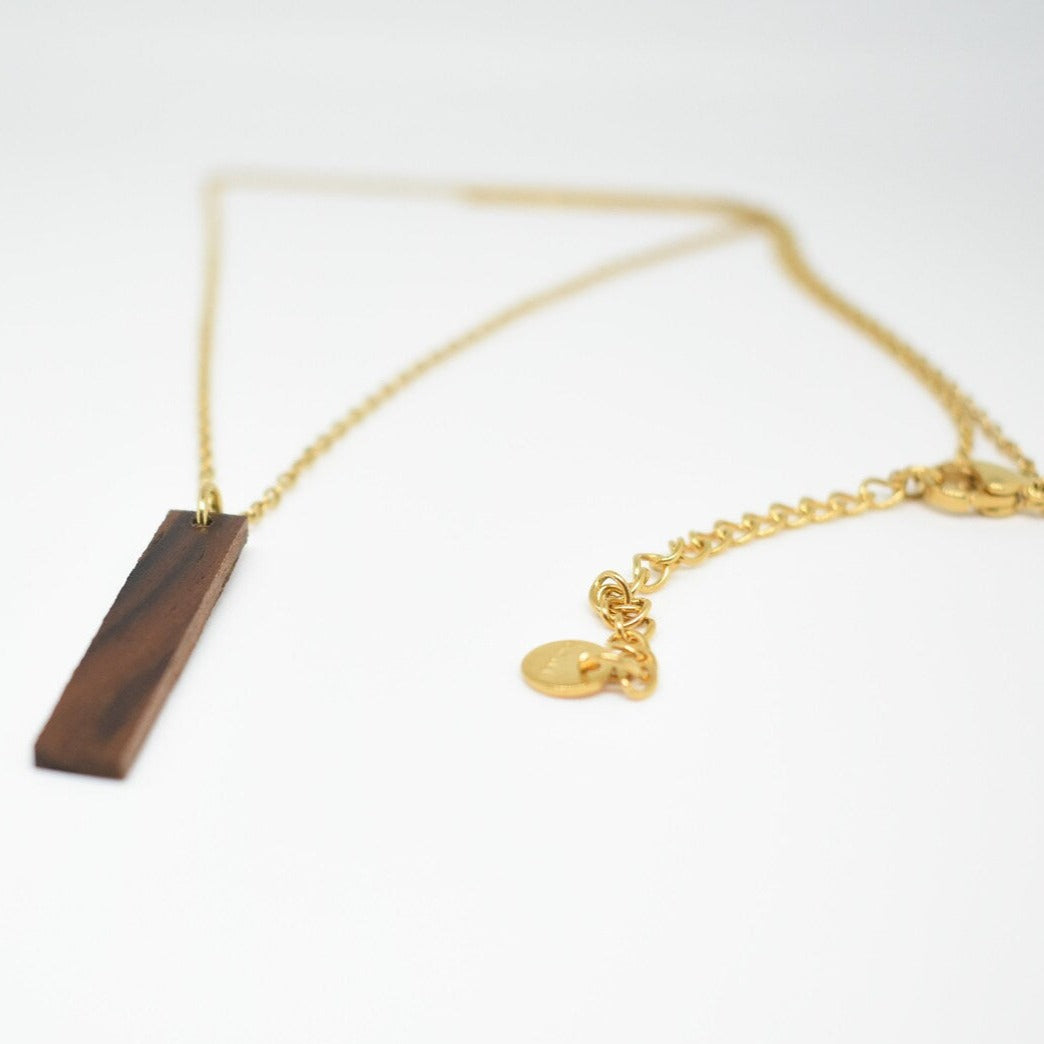 Wooden Bar Necklace - Gold
