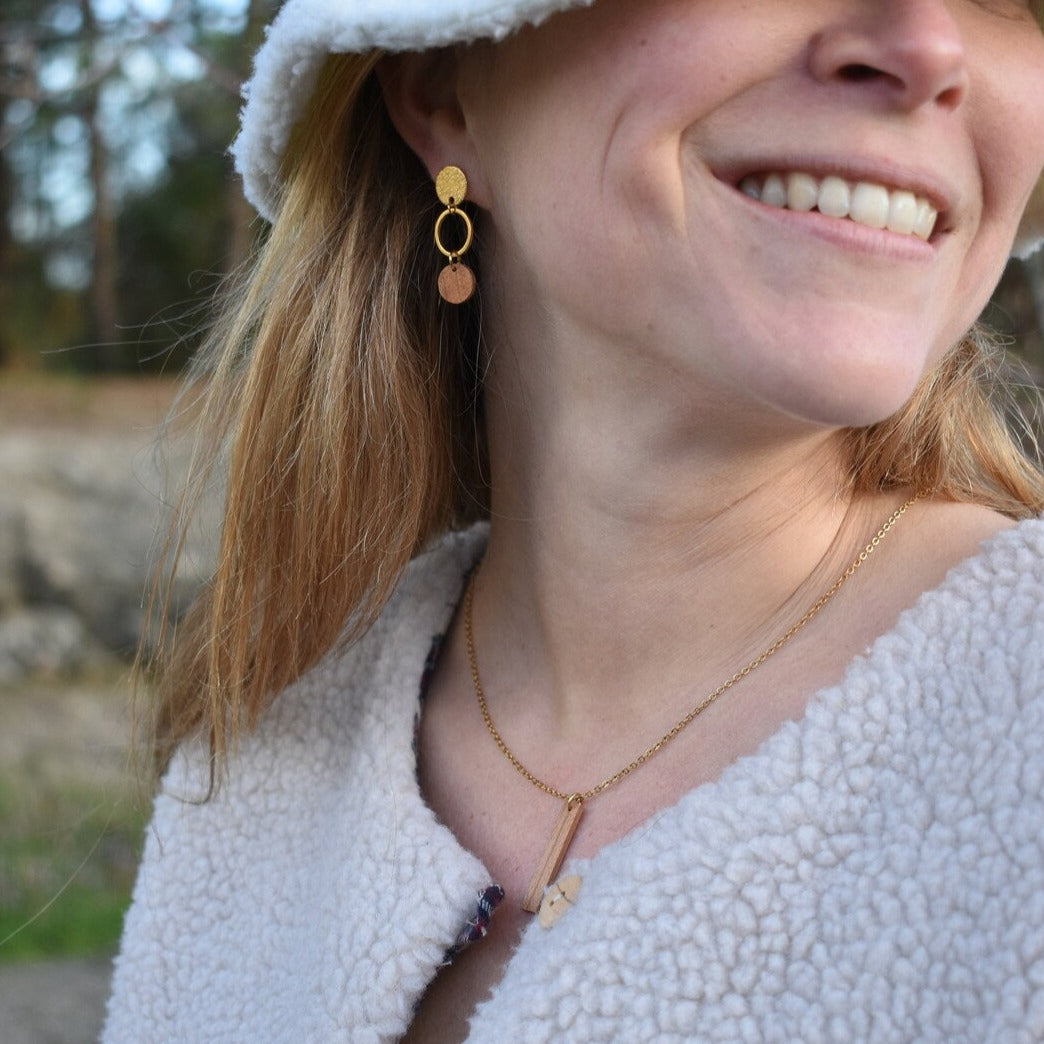 Wooden Bar Necklace - Gold