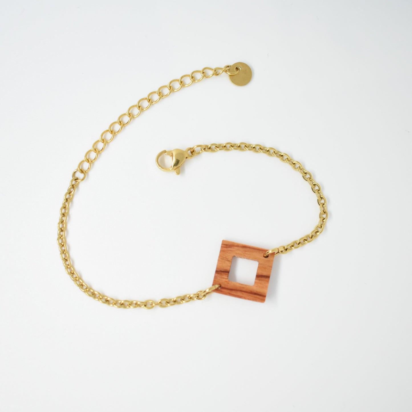 Pulsera cuadrada de madera - Dorada