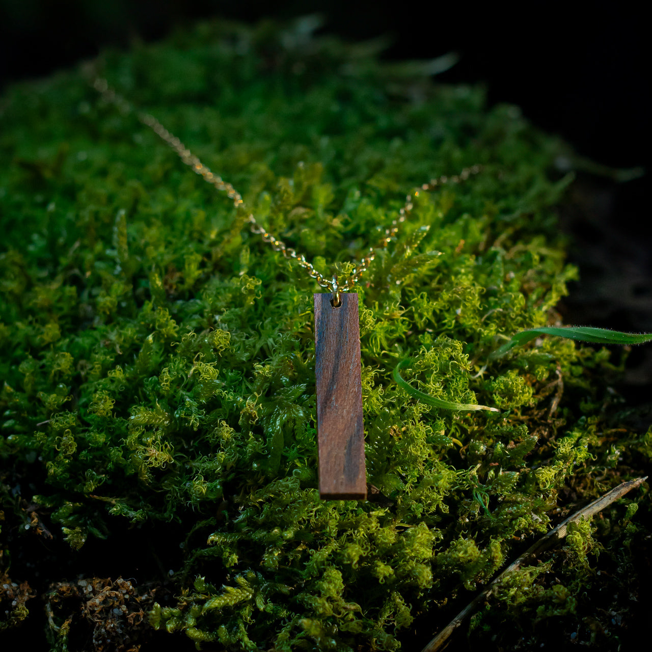 Collier barre en bois - Argenté