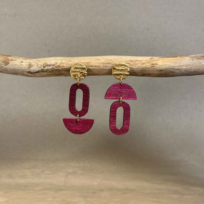 Oval Wooden Hoop Earrings - Gold