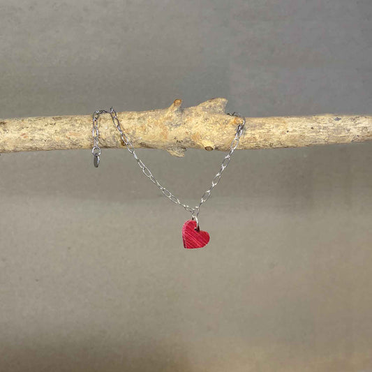 Bracelet cœur en bois - Argenté