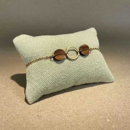 Bracelet rond en bois - Doré