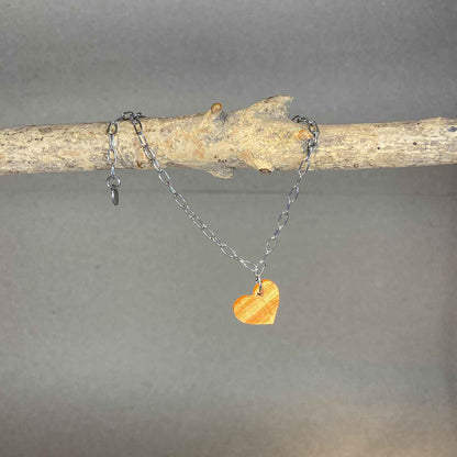 Bracelet cœur en bois - Argenté