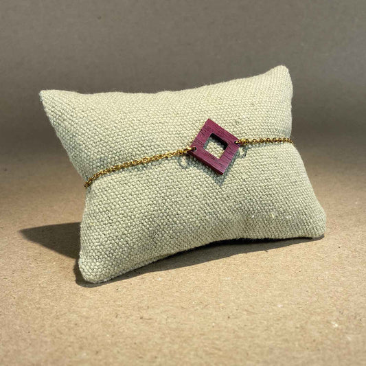 Bracelet carré en bois - Doré