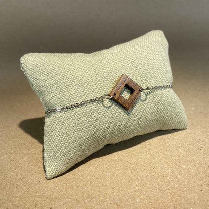 Bracelet carré en bois - Argenté