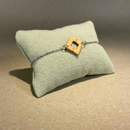 Bracelet carré en bois - Argenté