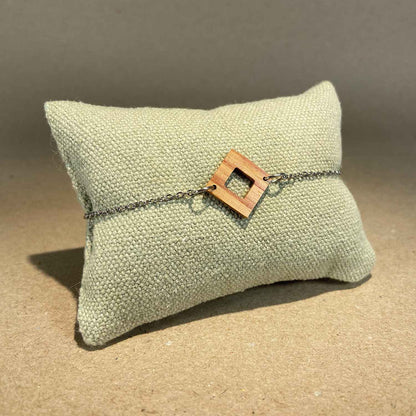 Bracelet carré en bois - Argenté