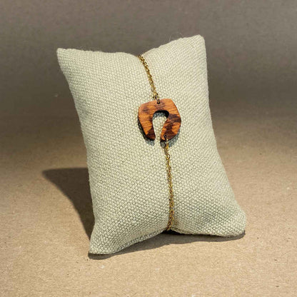 Bracelet léopard en bois - Doré