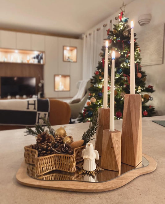 Lot de 3 bougeoirs et leurs bougies en cire d'abeille