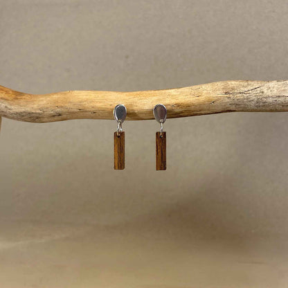 Clous goutte & barre en bois - Argentés