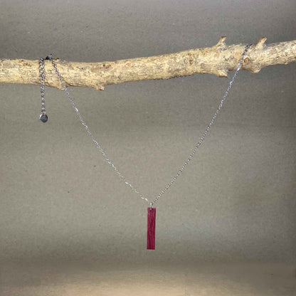 Collier barre en bois - Argenté