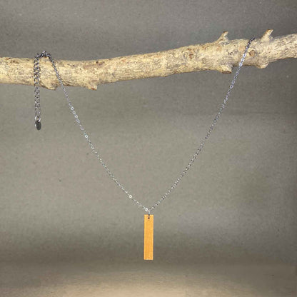 Collier barre en bois - Argenté
