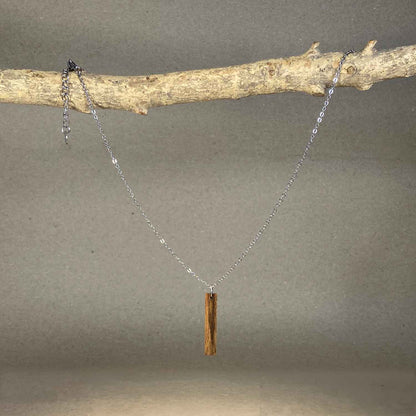 Collier barre en bois - Argenté