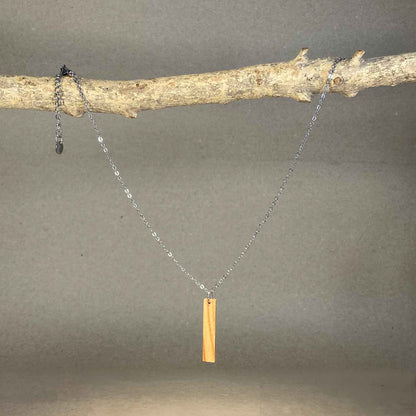 Collier barre en bois - Argenté