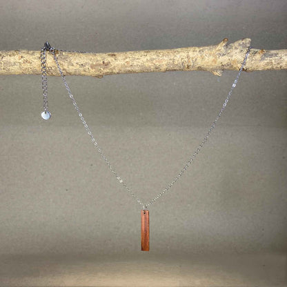 Collier barre en bois - Argenté