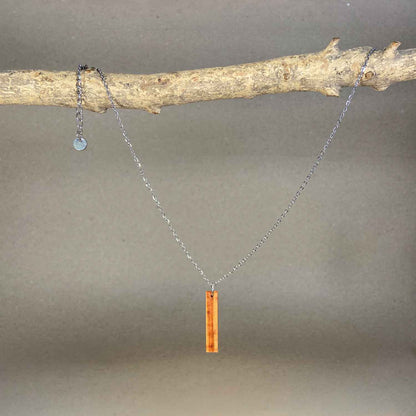 Collier barre en bois - Argenté