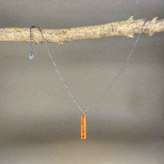 Collier barre en bois - Argenté