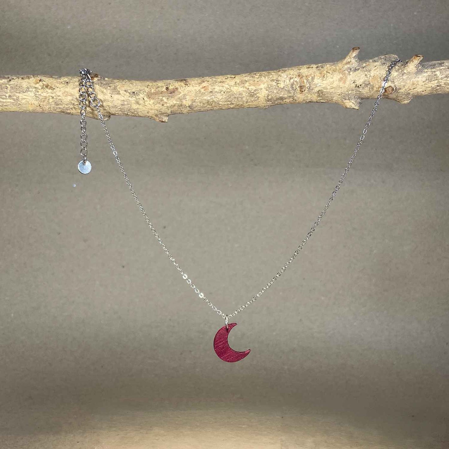 Collier demi-lune en bois - Argenté