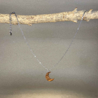 Collier demi-lune en bois - Argenté