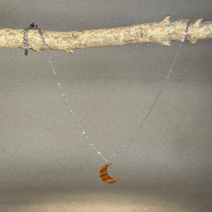 Collier demi-lune en bois - Argenté