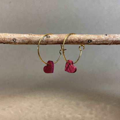 Petites créoles cœur en bois - Dorées