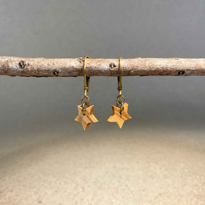 Dormeuses étoile en bois - Dorées
