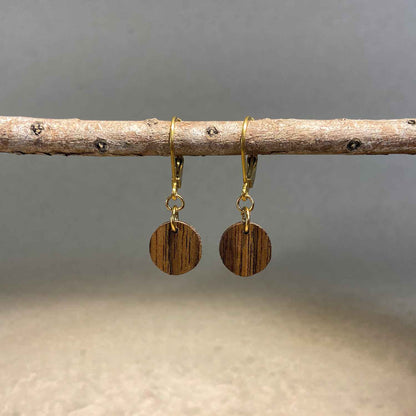 Pendientes de madera redondos - Dorados