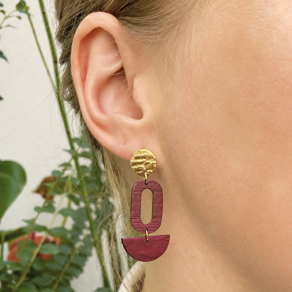 Oval Wooden Hoop Earrings - Gold