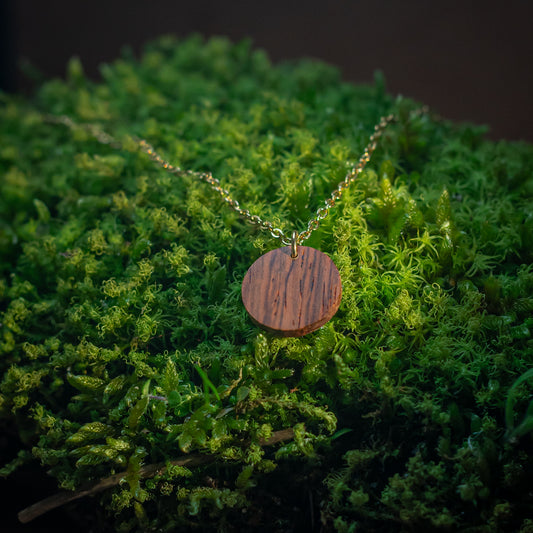 Collier rond en bois - Doré